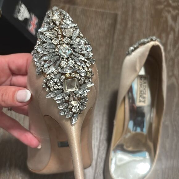 Badgley Mischka pale pink Peep Toe Heels 9.5 - Picture 4 of 6